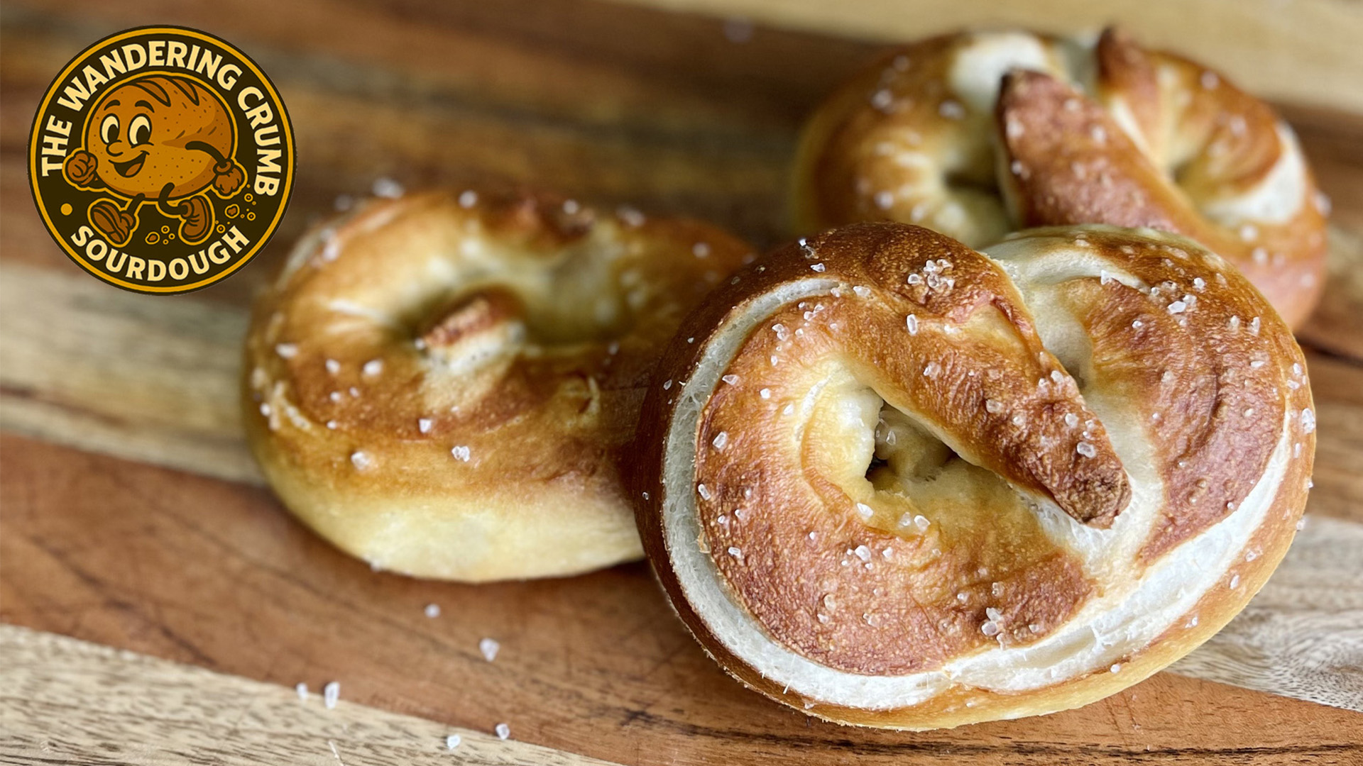 pretzel on cutting board